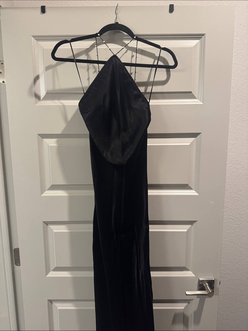 Zara Black Backless Satin Slip Dress